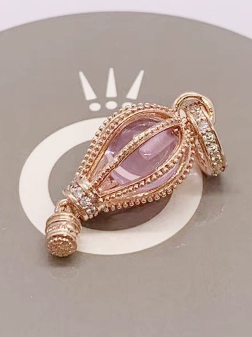 Pandora Sparkling Pink Hot Air Balloon Dangle Charm Rose Gold-Plated